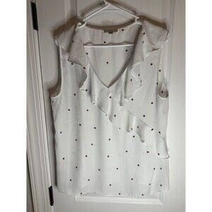 Ann Taylor LOFT White Sleeveless Top Large business casual